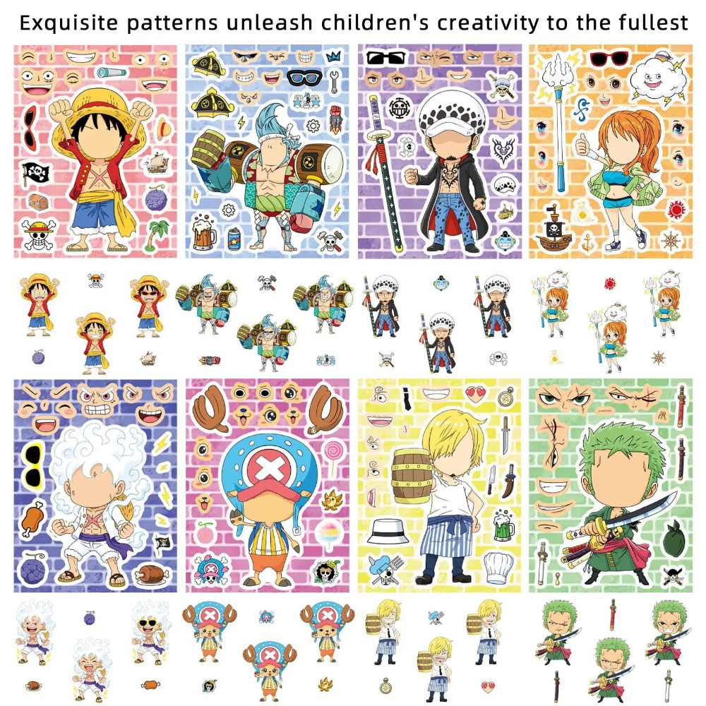 8/16/24장 원피스 루피 어린이 퍼즐 스티커 얼굴만 - Laptop Accessories Kids 리뷰 및 가격